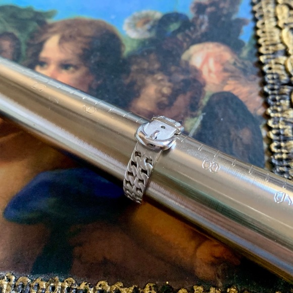 Sterling Silver Cubic Zirconium Belt Buckle Ring Woman’s Jewelry Size 7 - Picture 5 of 7